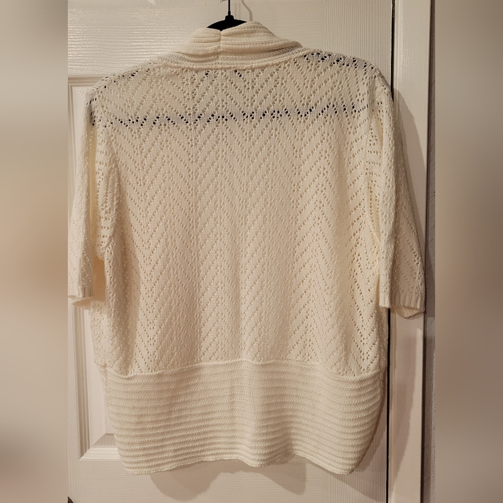 Cream Textured Knit Poncho - Picture 4 of 4